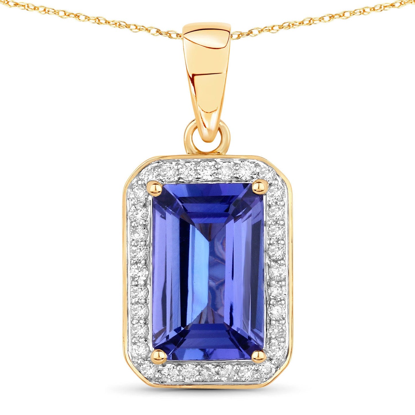 2.15 Carat Genuine Tanzanite and White Diamond Pendant in 14K Gold