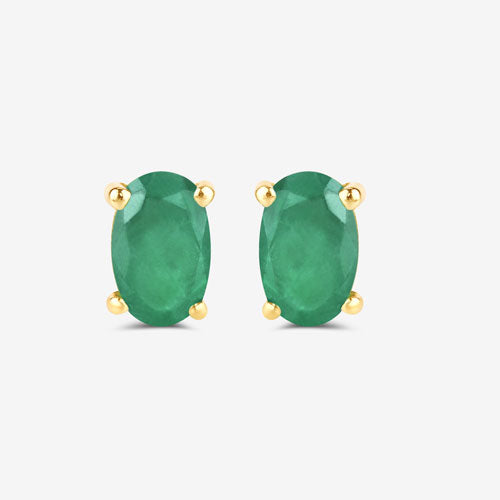 Boucles d'oreilles en or jaune 10K avec émeraudes zambiennes véritables de 0,38 carat