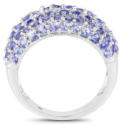 Bague en cluster en tanzanite véritable de 2,47 carats en argent sterling