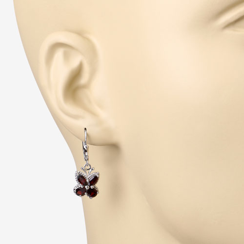 Boucles d'oreilles en argent sterling .925 avec grenat véritable de 2,60 carats