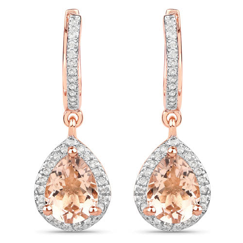 Boucles d'oreilles en Morganite et Topaze Blanche de 2,03 Carats