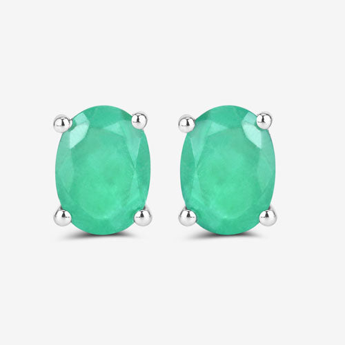Boucles d'oreilles en or blanc 10K avec émeraudes zambiennes de 1,44 carat