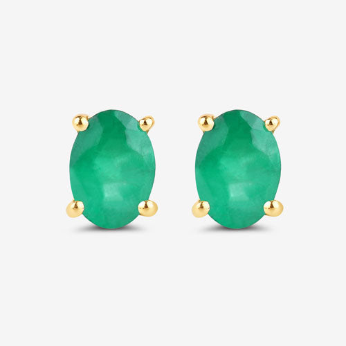 Boucles d'oreilles en or jaune 10K avec émeraudes zambiennes de 1,44 carat