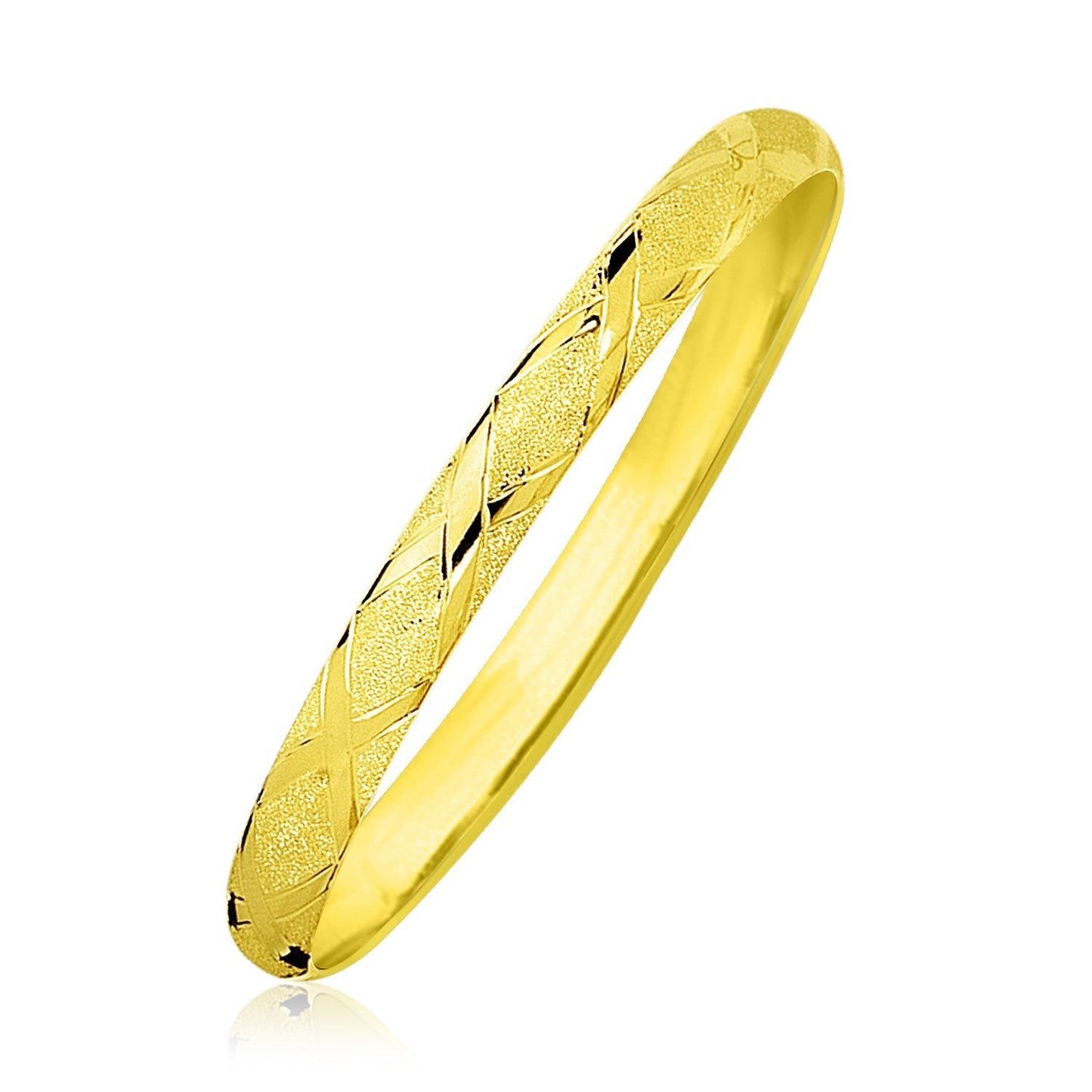 Brazalete Texturizado de Patrón de Diamante en Oro Amarillo de 10k