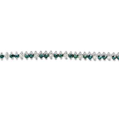 Bracelet en or blanc 14K avec diamants ronds bleus et blancs