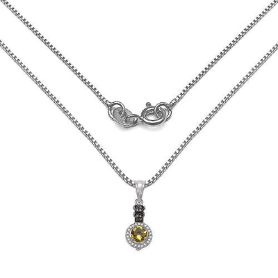 1.00 Carat Genuine Citrine & Diamond .925 Sterling Silver Pendant
