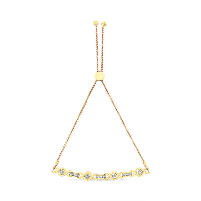 Pulsera Bolo Ajustable de Plata Esterlina Bañada en Oro de 14K
