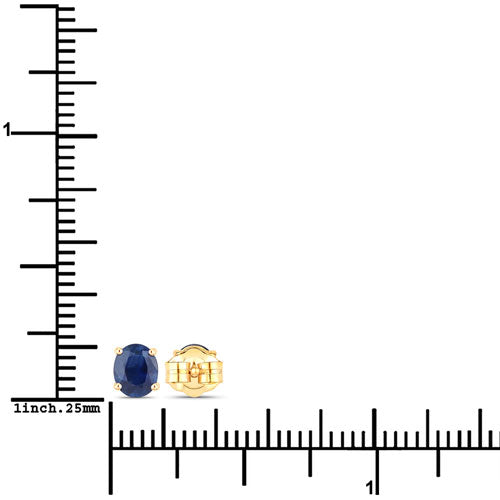 Pendientes de zafiro azul genuino de 0.68 quilates en oro amarillo de 14 quilates