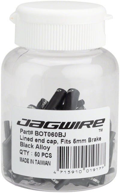 Caps de fin en alliage avec doublure Jagwire 5 mm - Paquet de 50, Noir