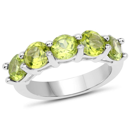 Bague de fiançailles en argent sterling avec péridot véritable de 3,25 carats