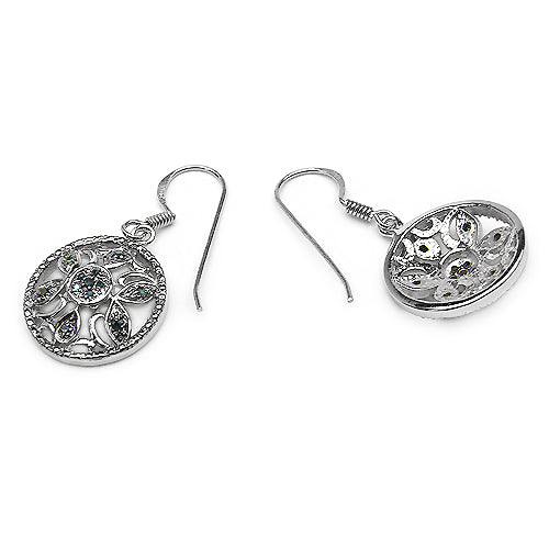 Boucles d'oreilles en argent sterling avec diamant bleu véritable de 0,18 carat