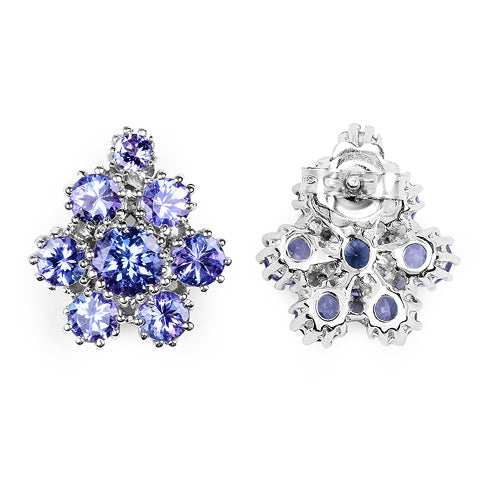Boucles d'oreilles en argent sterling avec tanzanite véritable de 4,26 carats