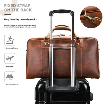 Premium Genuine Leather Retro Travel Duffel Bag for Men