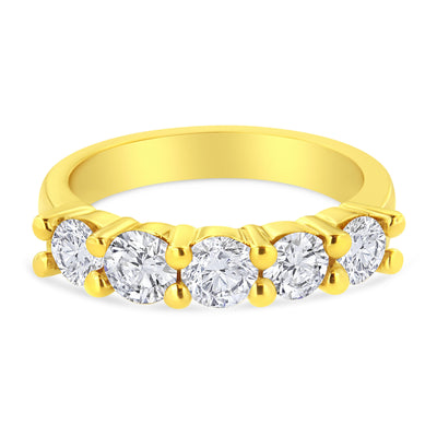 14K Yellow Gold Plated Sterling Silver Diamond Wedding Band - Size 7