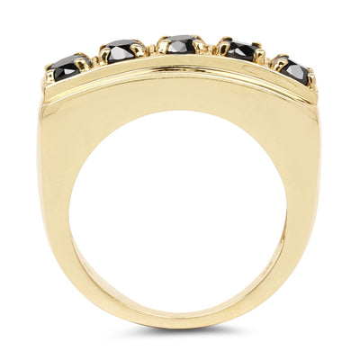 14K Yellow Gold Plated Black Diamond Engagement Ring