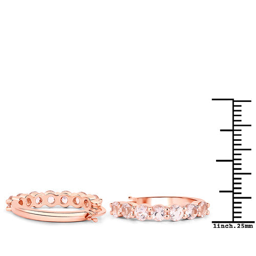 Pendientes de Morganita Chapados en Oro Rosa de 18K en Plata Esterlina