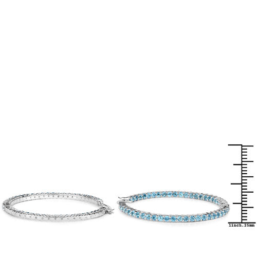 Pendientes de plata esterlina con topacio azul suizo genuino de 3.60 quilates