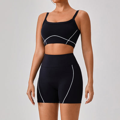 Women's Spaghetti Strap Contrast Color Activewear Set