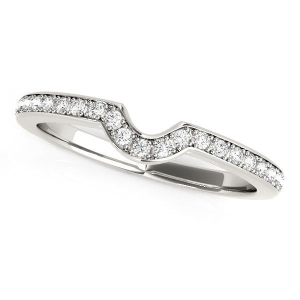 Bague de mariage en diamant moderne en or blanc 14 carats avec griffes courbées