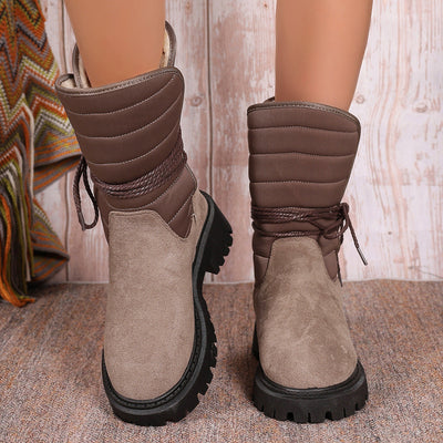 Botas de Nieve de Media Tubo con Tacón Grueso para Mujeres