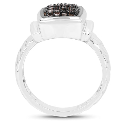 0.22 Carat Genuine Champagne Diamond Sterling Silver Ring