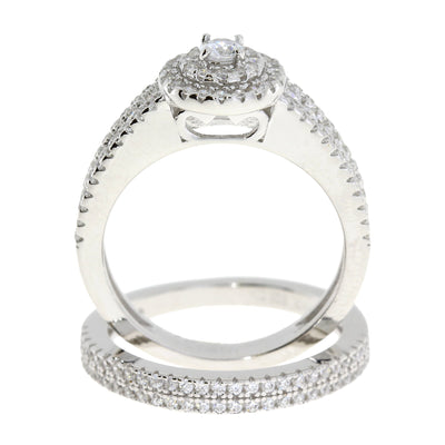 Bague de fiançailles en zircon cubique naturel en argent sterling