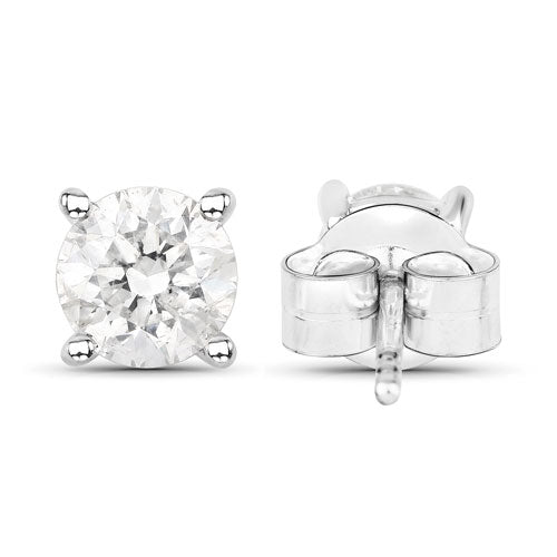 Boucles d'oreilles en diamant blanc véritable de 0,80 carat en or blanc 14 carats