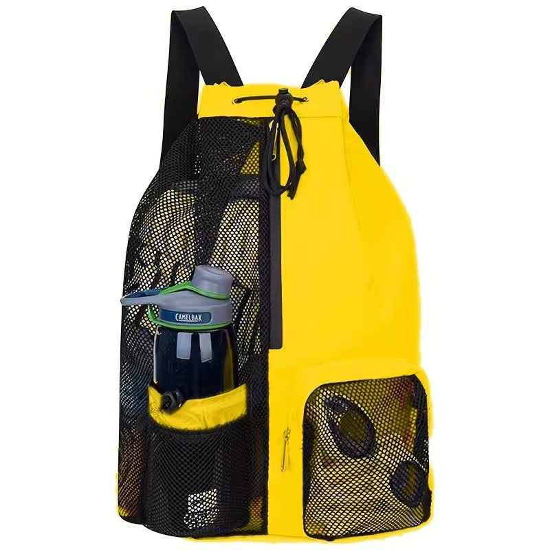 Sac à dos en maille avec cordon de serrage pour aventures à la plage