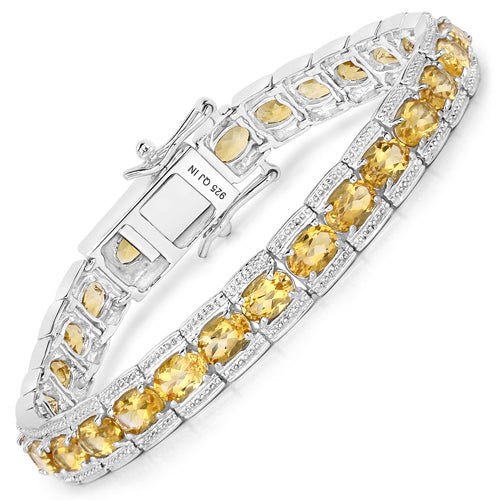 Bracelet en argent sterling .925 avec citrine véritable de 12,47 carats