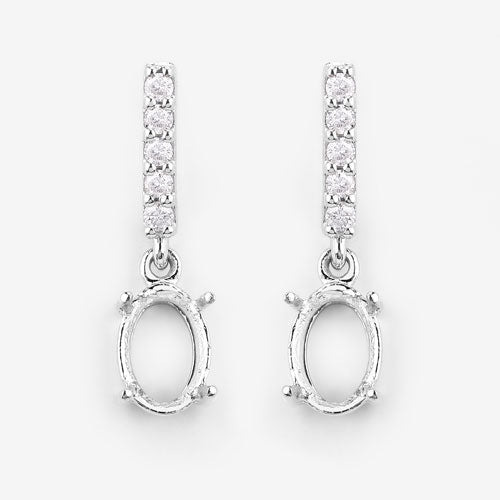 0.14 Carat Genuine White Diamond 14K White Gold Semi Mount Earrings