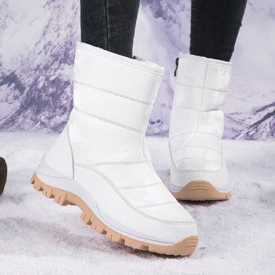Botas de Nieve de Invierno Premium para Mujeres - Diseño de Tobillo Alto con Plumas