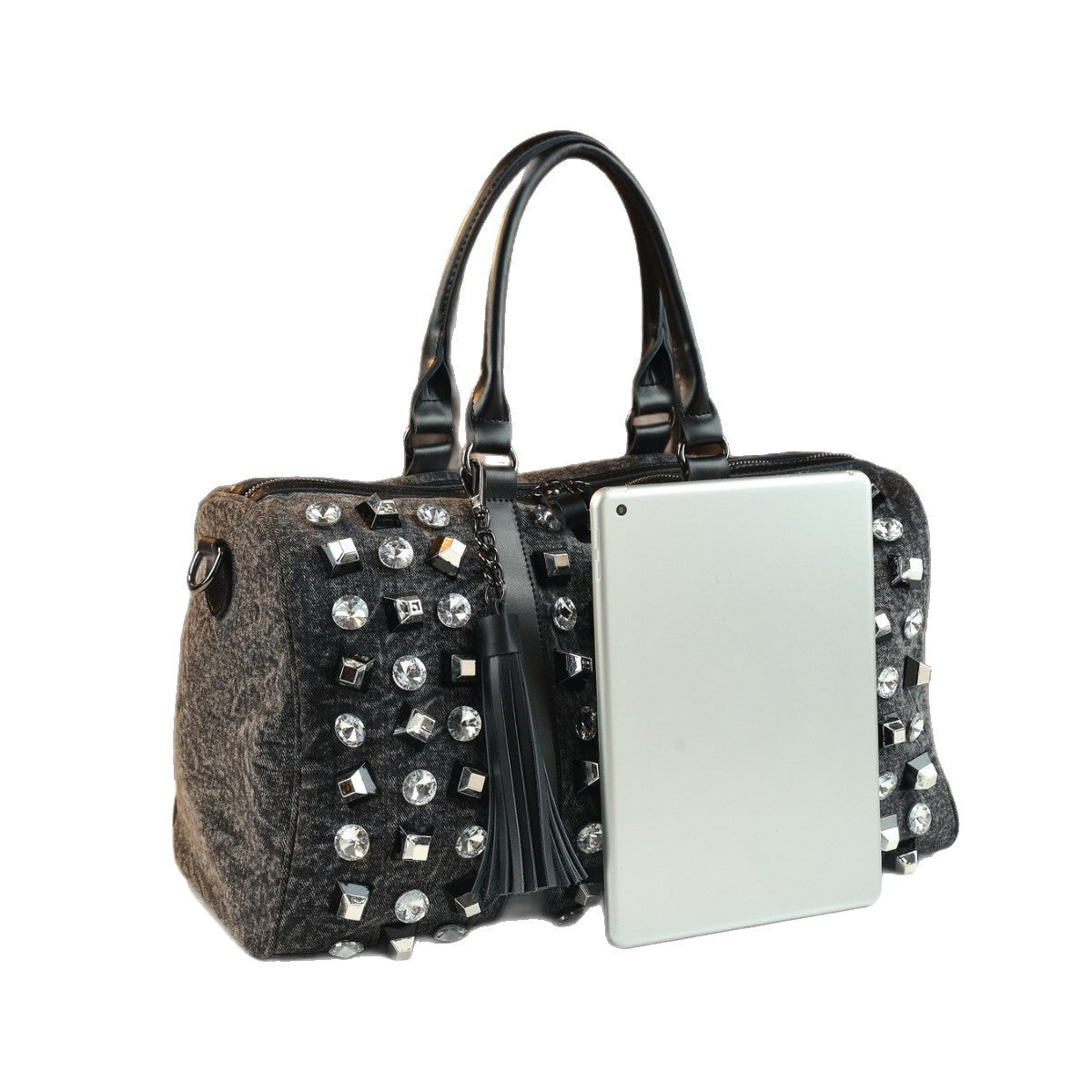 Bolso de Mano de Gran Capacidad Embellecido con Rhinestones Elegante