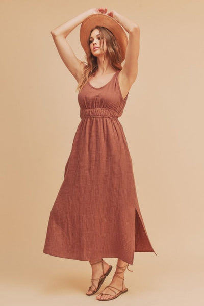 Versatile Side Slit Round Neck Sleeveless Tank Dress