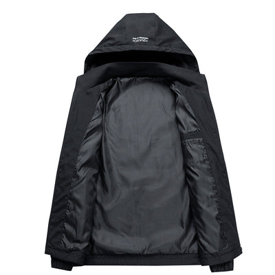 Chaqueta de exterior a prueba de viento con capucha desmontable y estilo casual