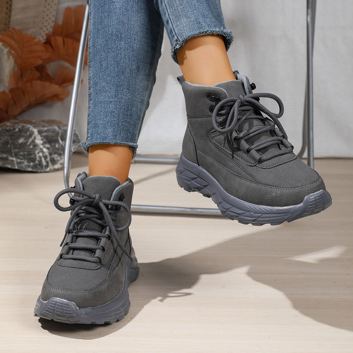 Bottes de randonnée en polaire à semelle épaisse premium
