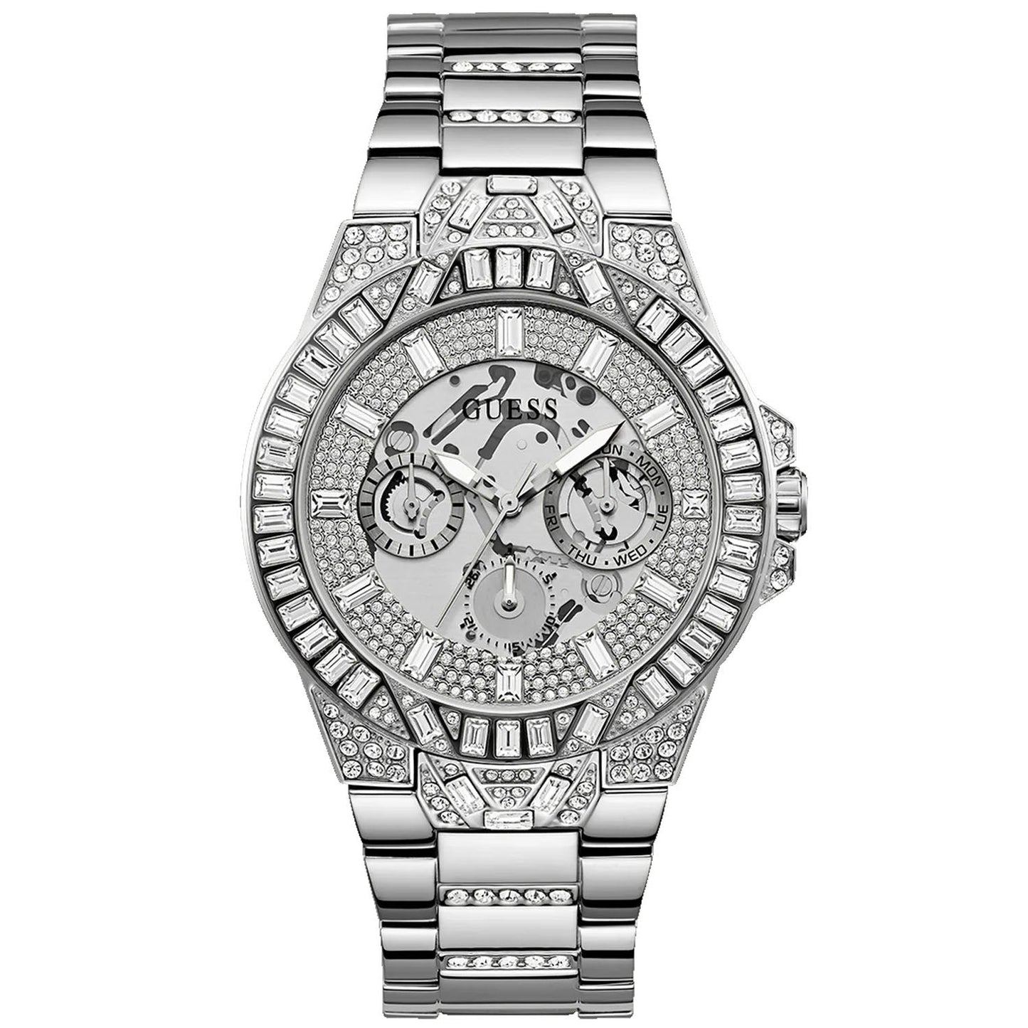 Reloj multifuncional de tono plateado Guess para hombre