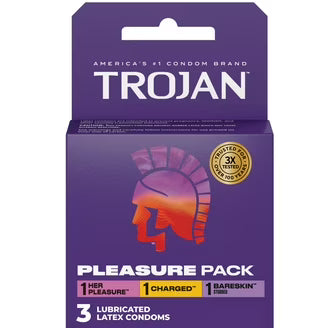 Pack de Plaisir Trojan - 3 Préservatifs en Latex Lubrifiés