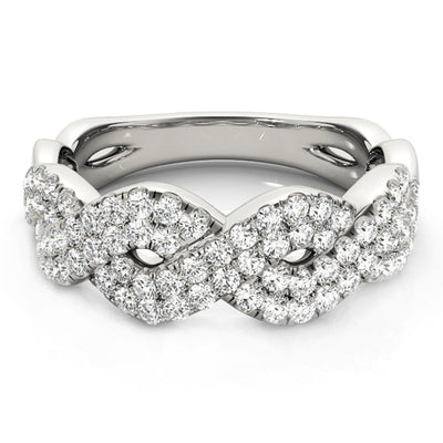 Anillo de Olas entrelazadas con Diamantes en Oro Blanco de 14k