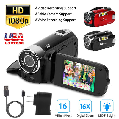 LJG HD 1080P Digital Video Camcorder with 16X Zoom