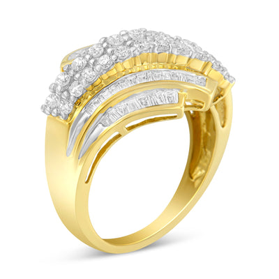 Bague de déclaration en diamant de style bypass en or jaune 10K - Taille 6