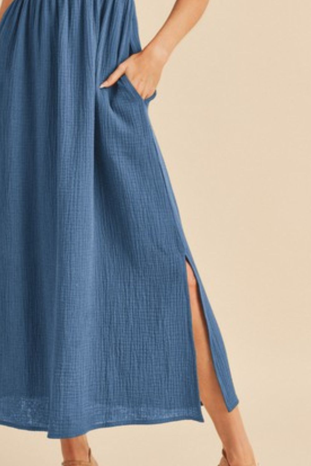 Summer Side Slit Round Neck Sleeveless Tank Dress