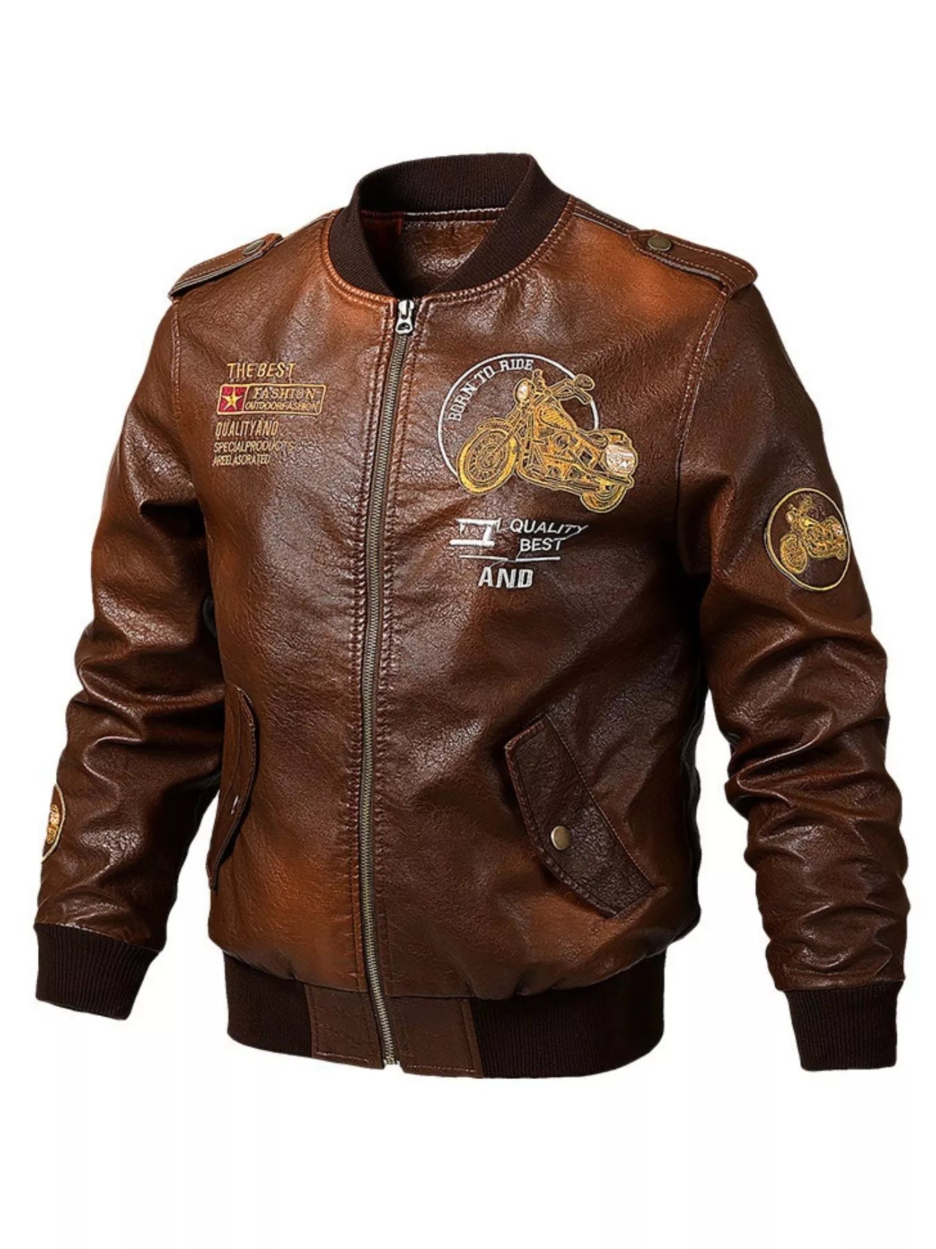 Men's Plus Size Premium Leather Bomber Jacket