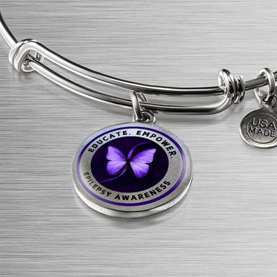 Educate, Empower: Silver Epilepsy Awareness Bracelet