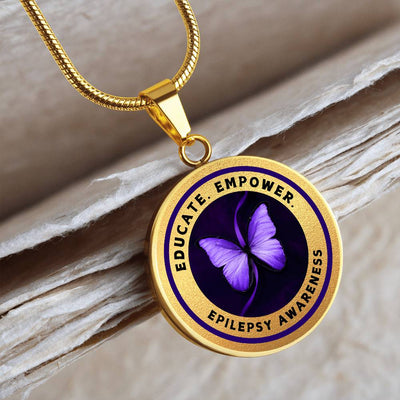 Education, Empower: Gold Epilepsy Awareness Necklace
