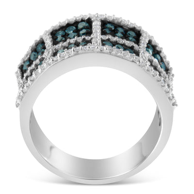 Anillo de cóctel de diamante azul en oro blanco de 14K - Talla 6