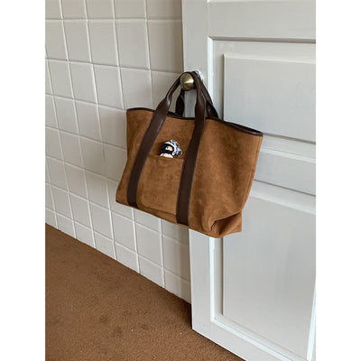 Bolso Tote de Suede Vintage de Gran Capacidad