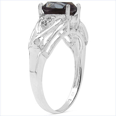 2.59 Carat Smoky Quartz & White Topaz Sterling Silver Ring