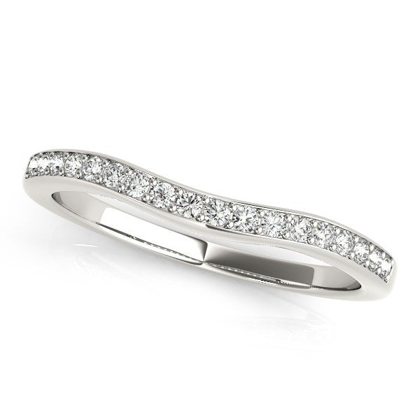 Bague de mariage en diamant courbé cannelé en or blanc 14k