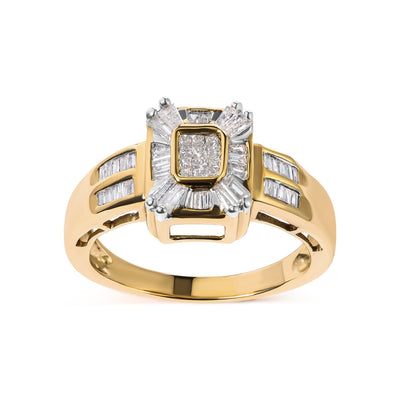 10K Yellow Gold 1/2 Cttw Diamond Composite and Halo Ring - Size 7