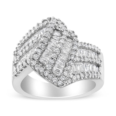 Anillo de cóctel de diamantes con bypass de oro blanco de 14K - Talla 7